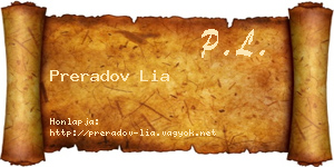 Preradov Lia névjegykártya